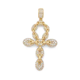 14K Yellow Gold Diamond Ankh 2.44ctw