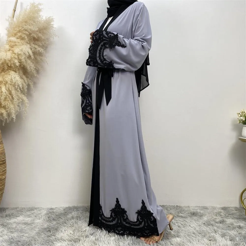 1545#New Arrivals Arab Fashion Printed Lantern Sleeve Cardigan Robe Muslim Abaya