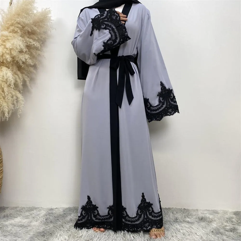 1545#New Arrivals Arab Fashion Printed Lantern Sleeve Cardigan Robe Muslim Abaya