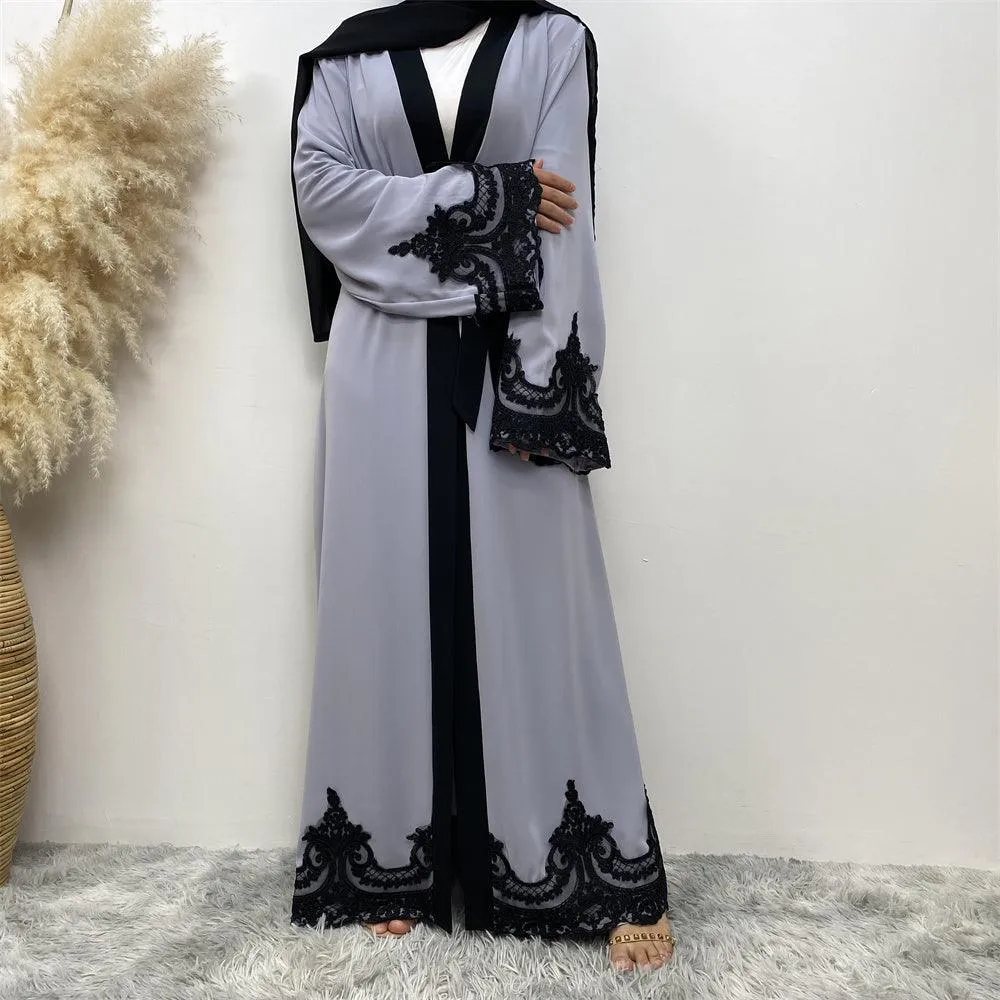 1545#New Arrivals Arab Fashion Printed Lantern Sleeve Cardigan Robe Muslim Abaya