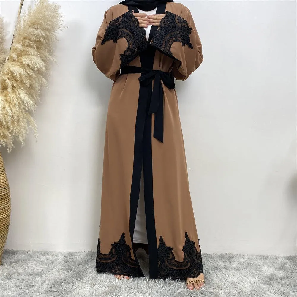 1545#New Arrivals Arab Fashion Printed Lantern Sleeve Cardigan Robe Muslim Abaya