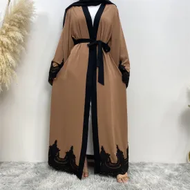 1545#New Arrivals Arab Fashion Printed Lantern Sleeve Cardigan Robe Muslim Abaya