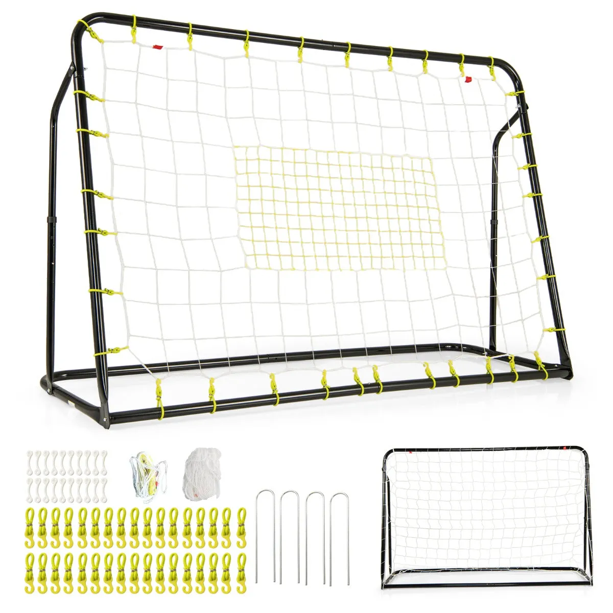 2-in-1 Kids Soccer Rebounder and Soccer Goal for Kids Aged 6  Years Old-Black