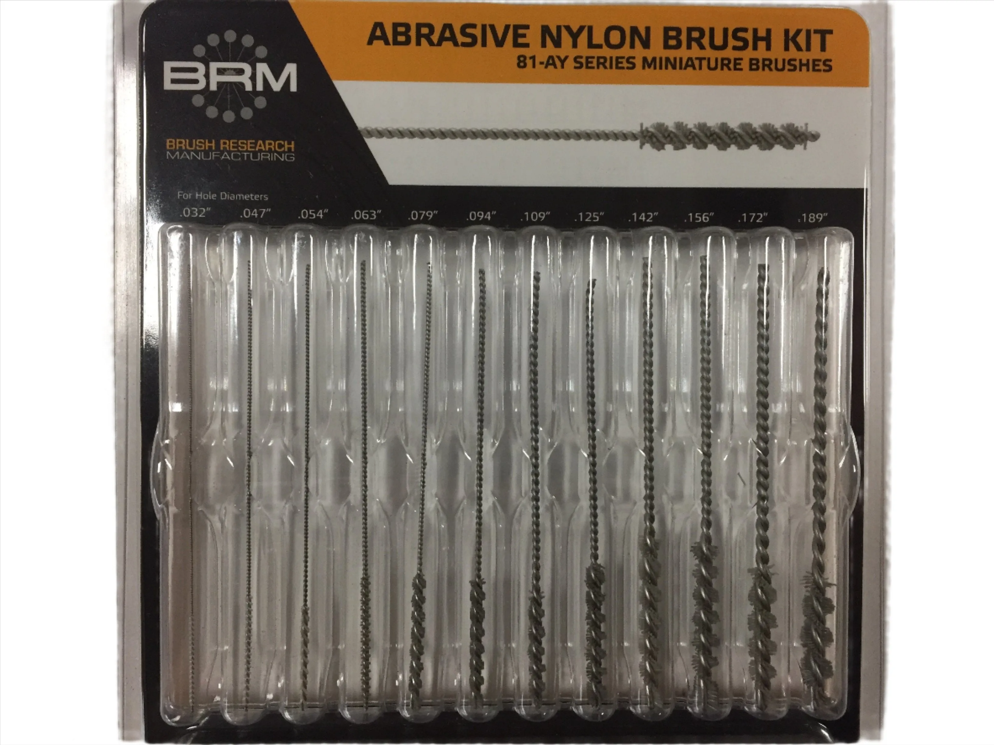 Abrasive Nylon Miniature Brush Kit- Series 81-AY,  .032 - .189"