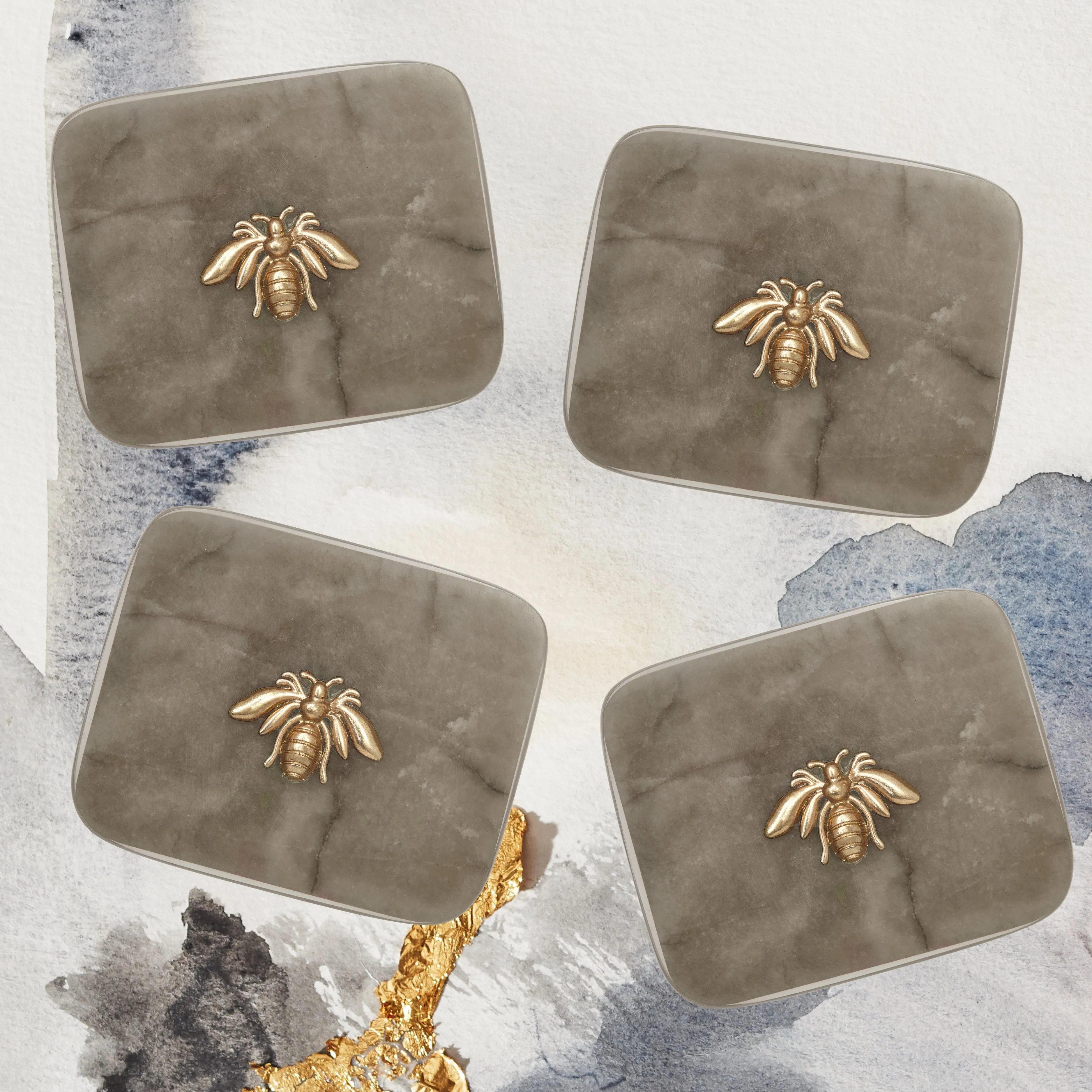 Agate Bee Coasters, Set of 4