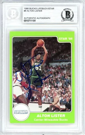 Alton Lister Autographed 1985-86 Star Lefebuoy Card #8 Milwaukee Bucks Beckett BAS #10711181