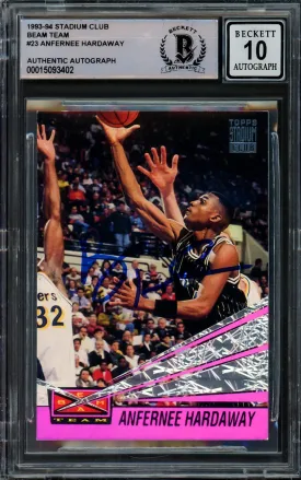 Anfernee Hardaway Autographed 1993-94 Stadium Club Beam Team Rookie Card #23 Orlando Magic Auto Grade Gem Mint 10 Beckett BAS Stock #211049