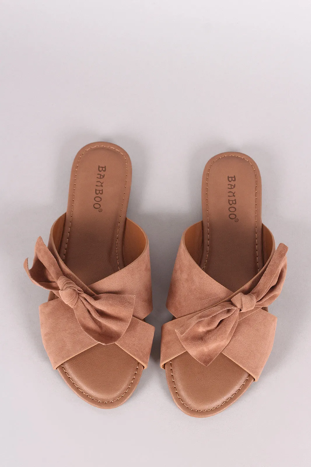 Bamboo Crisscross Bow Slide Sandal