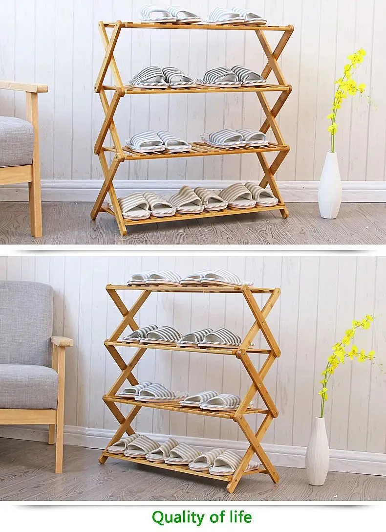 Bamboo Folding Ladder Shelf Book Plant Shelf Multiple Use Strong Elegant