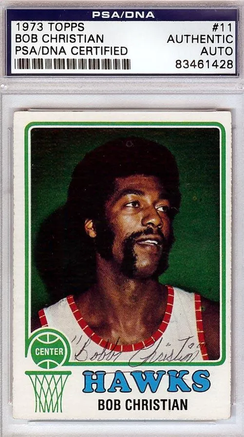 Bob Christian Autographed 1973 Topps Card #11 Atlanta Hawks PSA/DNA #83461428