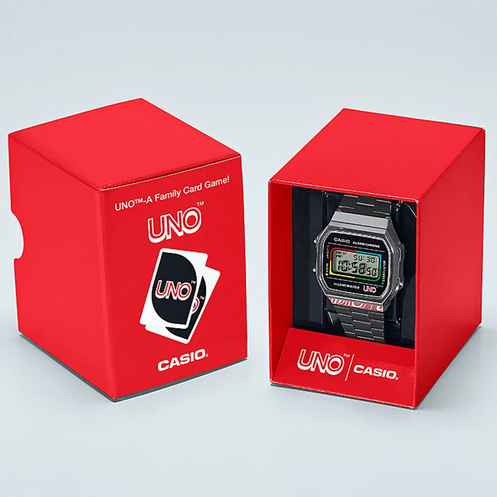 Casio Vintage A168WEUC-1A UNO Collaboration Limited Edition