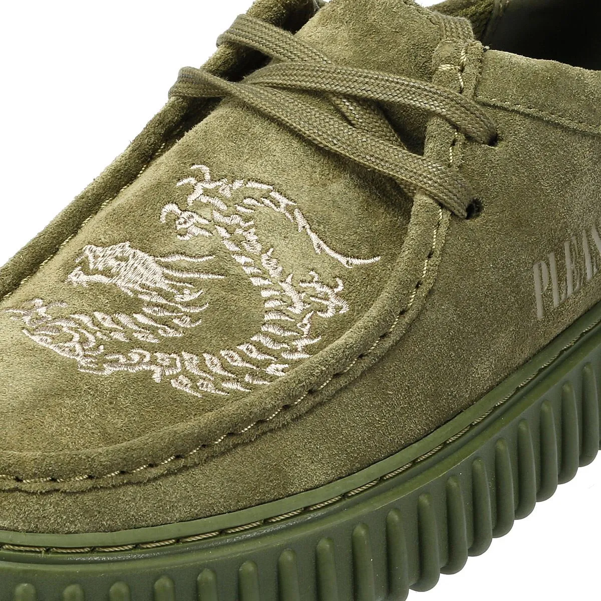 Clarks Main x Pleasures DRGN Lo Suede Green Lace-Up Shoes