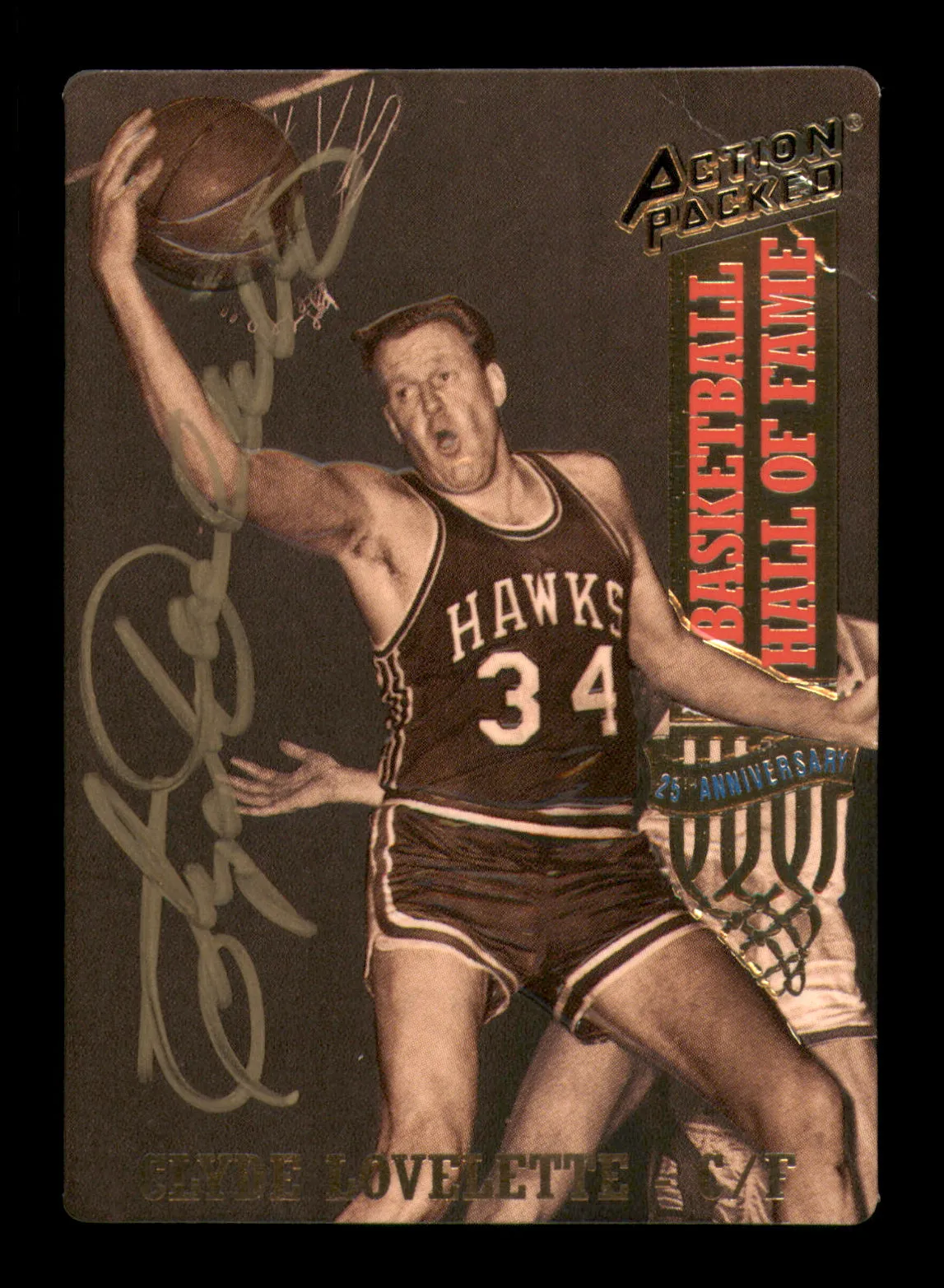 Clyde Lovelette Autographed 1993 Action Packed Card #30 Lakers, Hawks SKU #219243