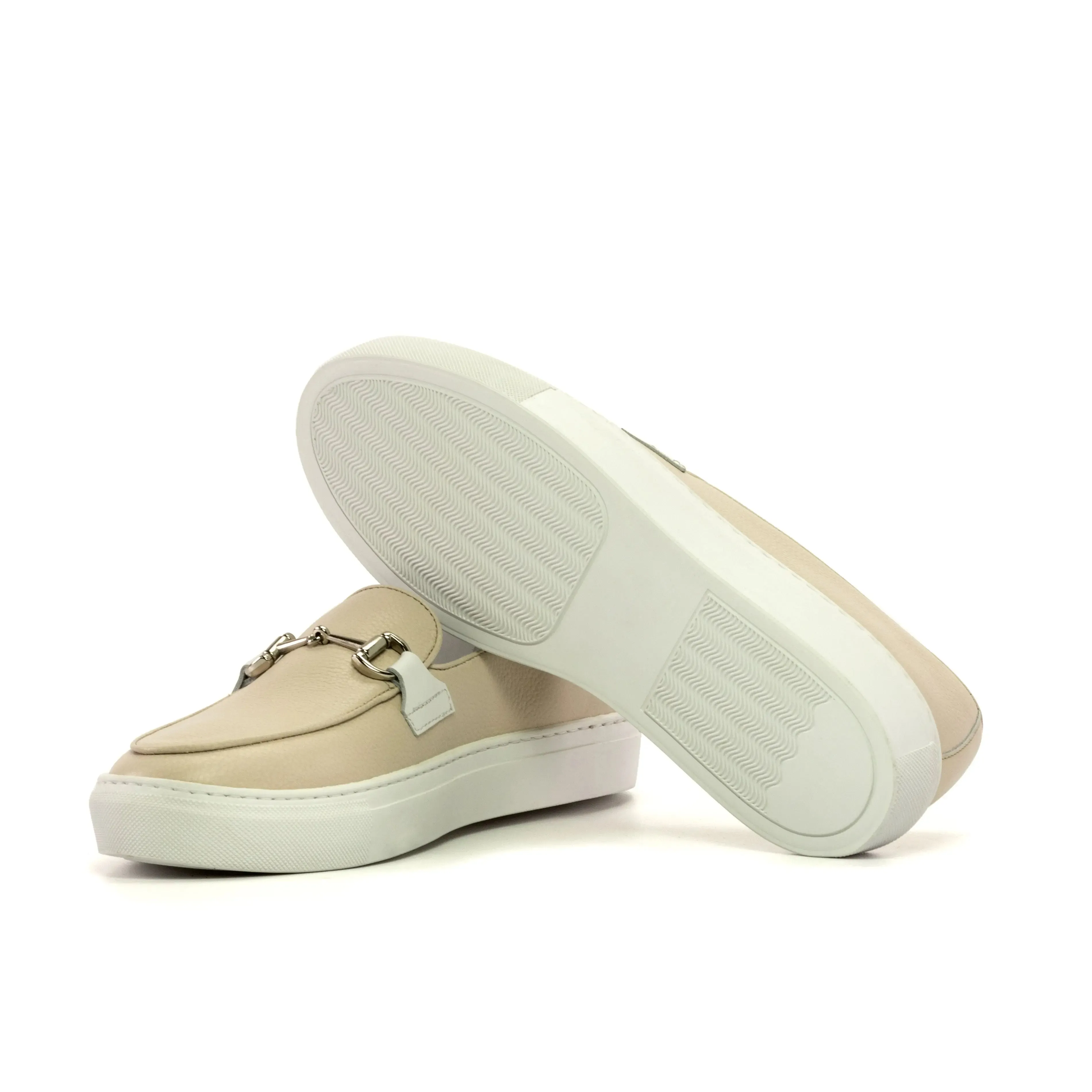 DapperFam King in Nude Men's Full Grain Leather Belgian Sneaker