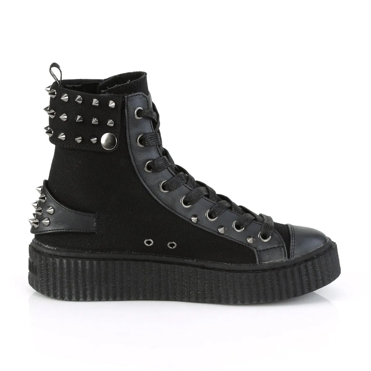 Demonia SNEEKER-266 | Black Canvas & Vegan Leather Sneakers