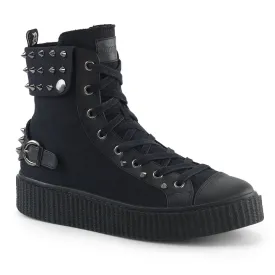 Demonia SNEEKER-266 | Black Canvas & Vegan Leather Sneakers