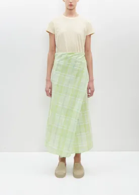 Draped Wrap Skirt — Lime Plaid