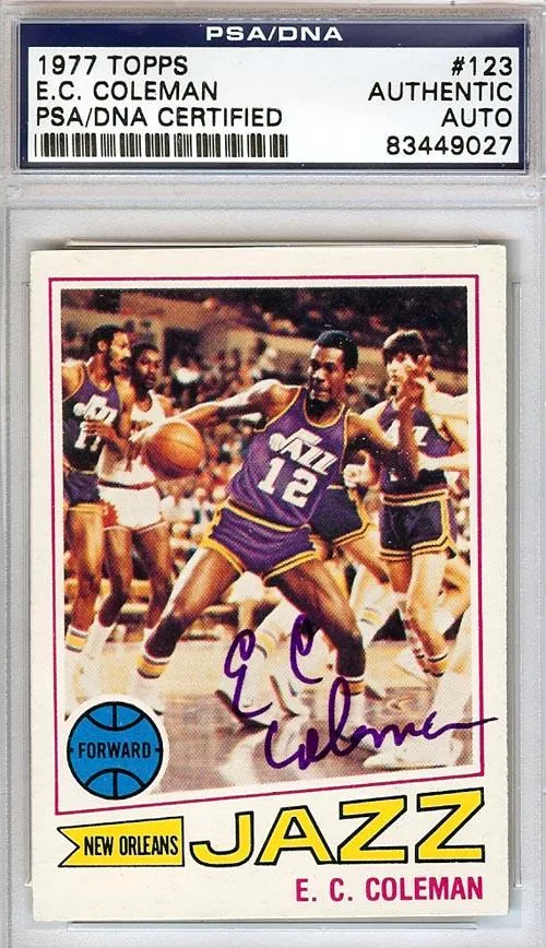 E.C. Coleman Autographed 1977 Topps Card #123 New Orleans Jazz PSA/DNA #83449027