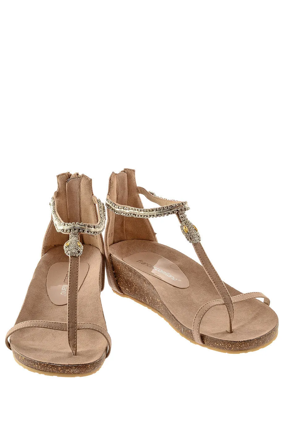 FRANCESCO MILANO SERPENT Beige Crystal Sandals