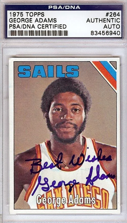 George Adams Autographed 1975 Topps Card #264 San Diego Sails PSA/DNA #83456940