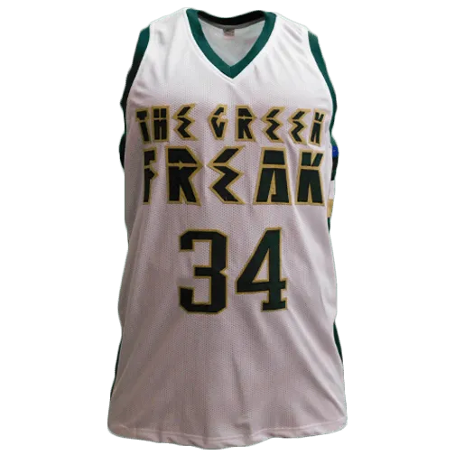 Giannis Antetokounmpo Autographed Pro Basketball White Jersey "The Greek Freak"(JSA)