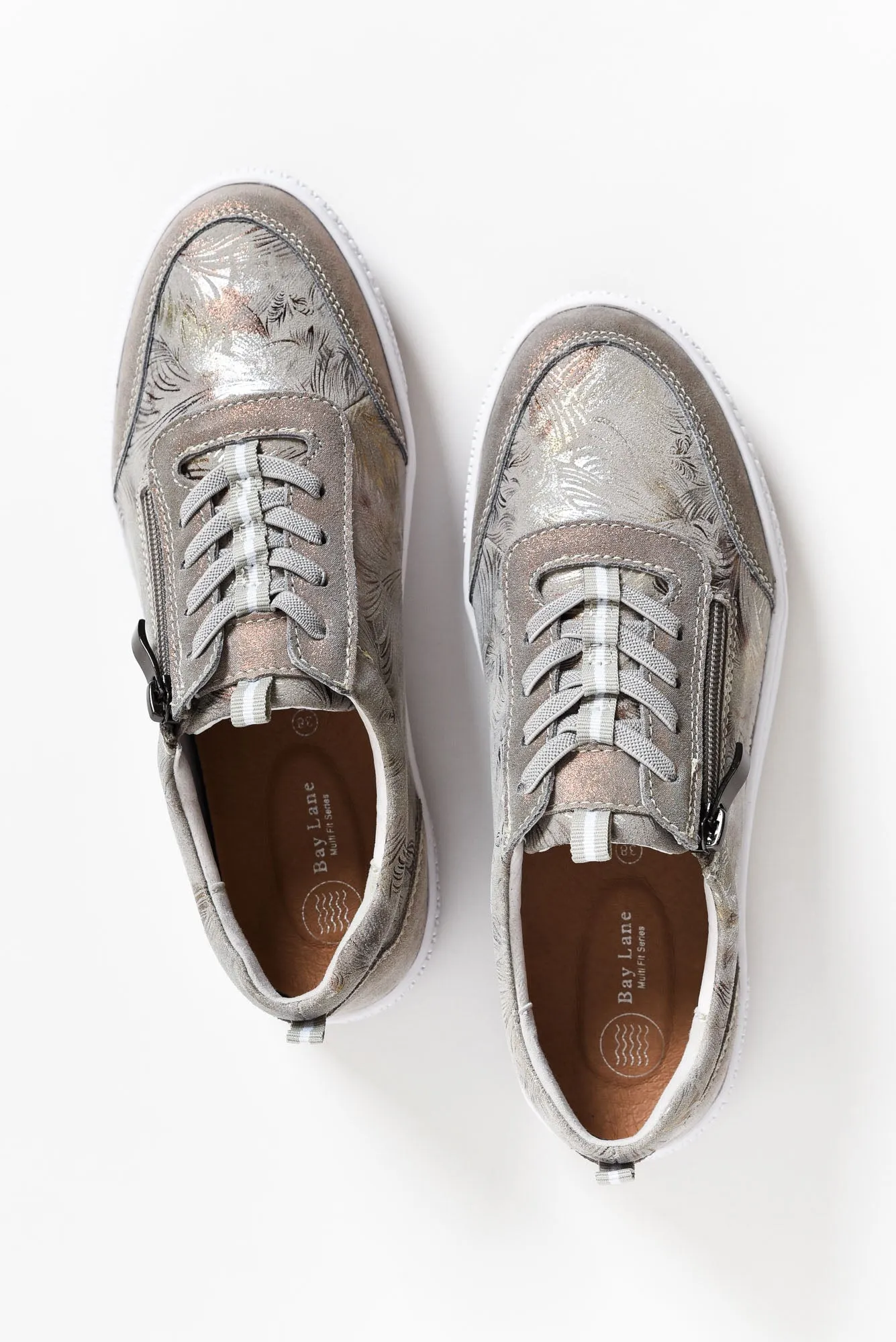 Glamper Taupe Abstract Leather Sneaker