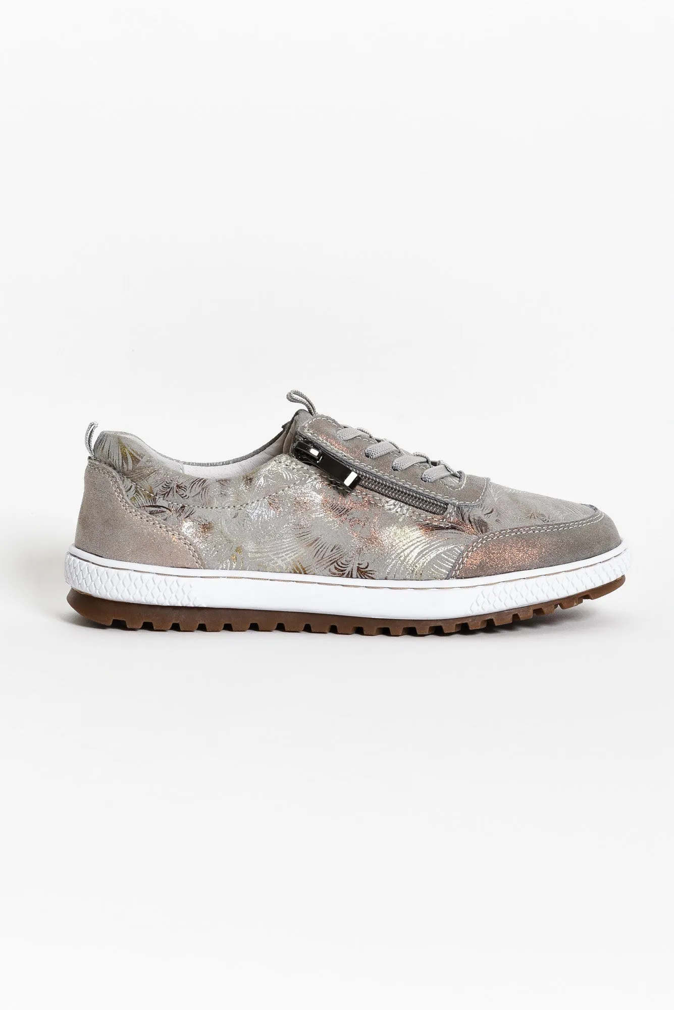 Glamper Taupe Abstract Leather Sneaker