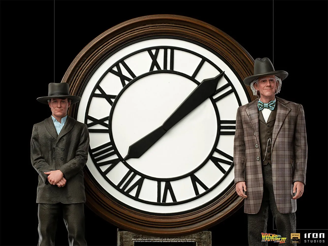 Iron Studios Back to the Future Part III Marty and Doc at the Clock Deluxe 1:10 Scale Statue