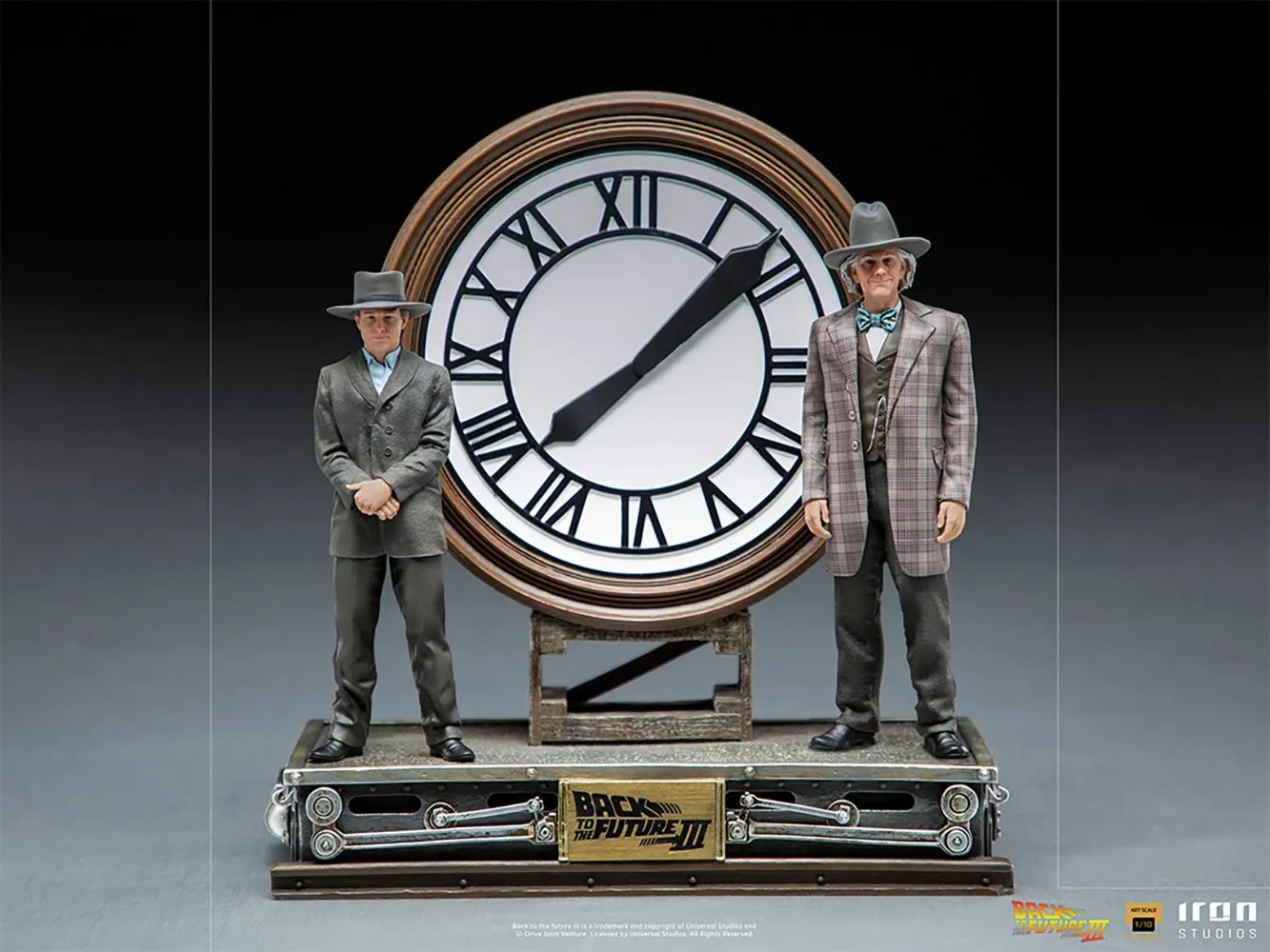 Iron Studios Back to the Future Part III Marty and Doc at the Clock Deluxe 1:10 Scale Statue