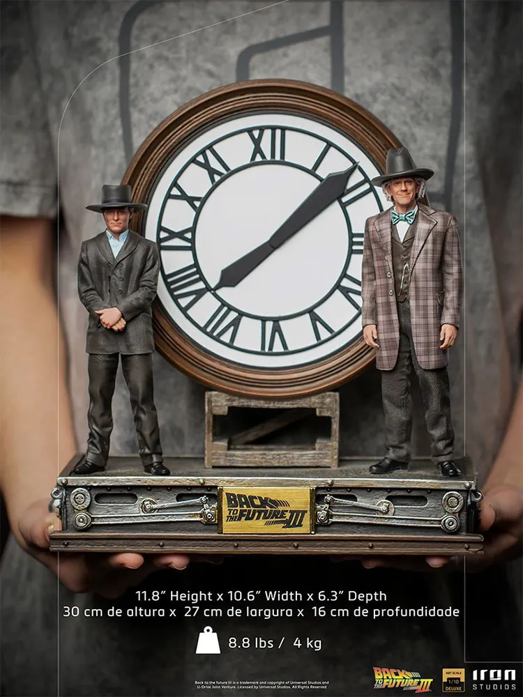 Iron Studios Back to the Future Part III Marty and Doc at the Clock Deluxe 1:10 Scale Statue