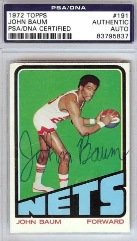 John Baum Autographed 1972 Topps Card #191 New York Nets PSA/DNA #83795837