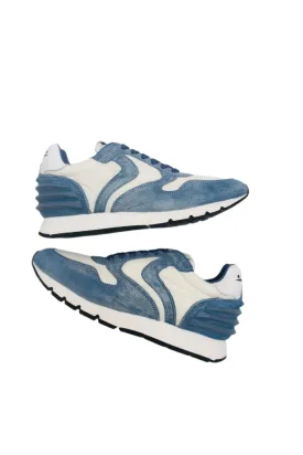 Julia Power Suede/Printed Nylon Azure-White