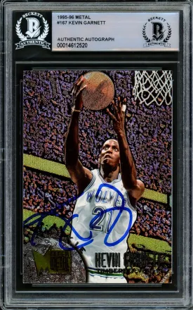 Kevin Garnett Autographed 1995-96 Fleer Metal Rookie Card #167 Minnesota Timberwolves Beckett BAS #14612520