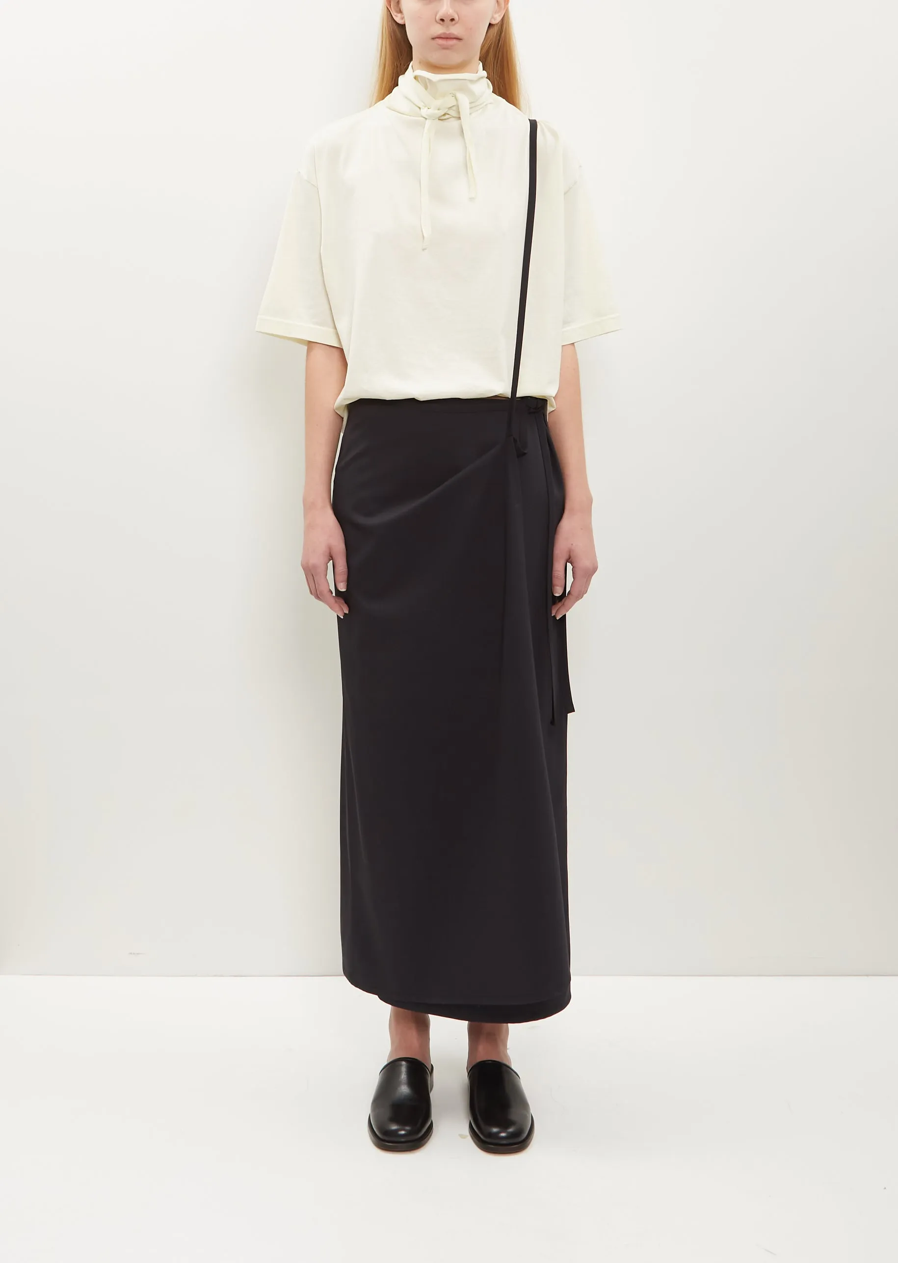 Light Wool Tailored Wrap Skirt