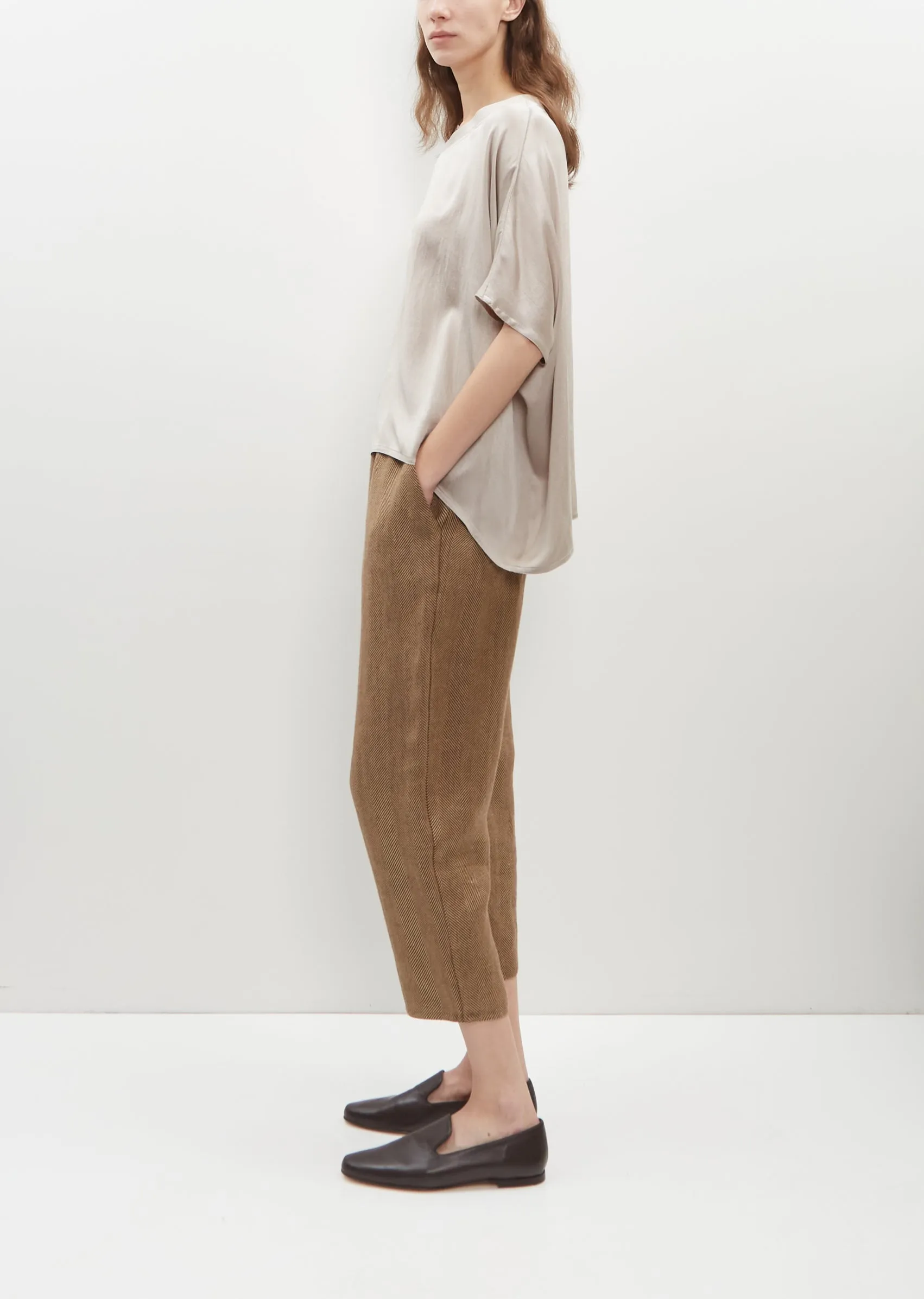 Linen Herringbone Carrot Pants