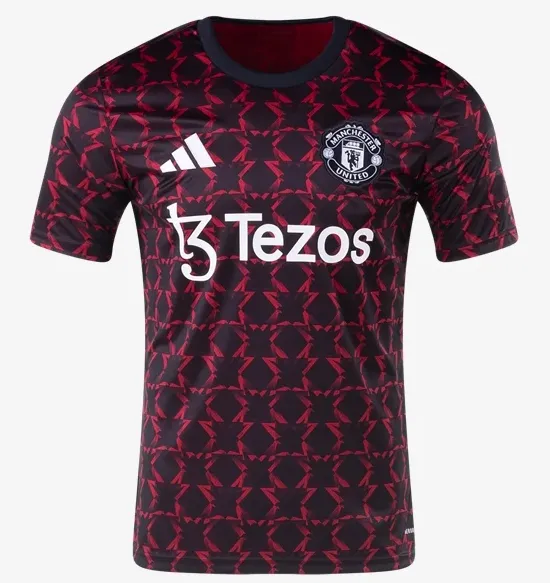 Manchester United Youth Adidas Tezos Black and Red Jersey Shirt