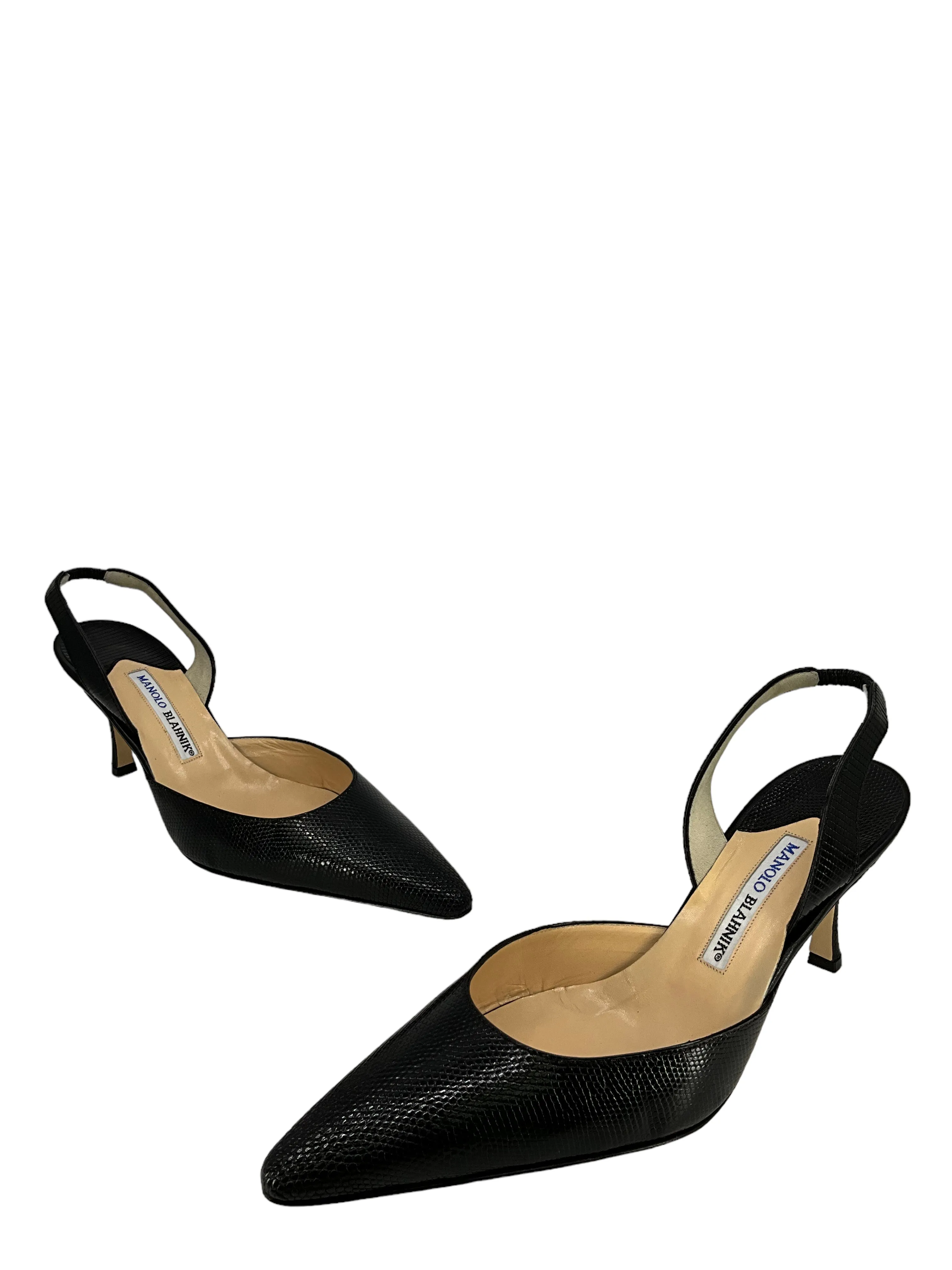 Manolo Bhlanik Lizard Slingback Pumps