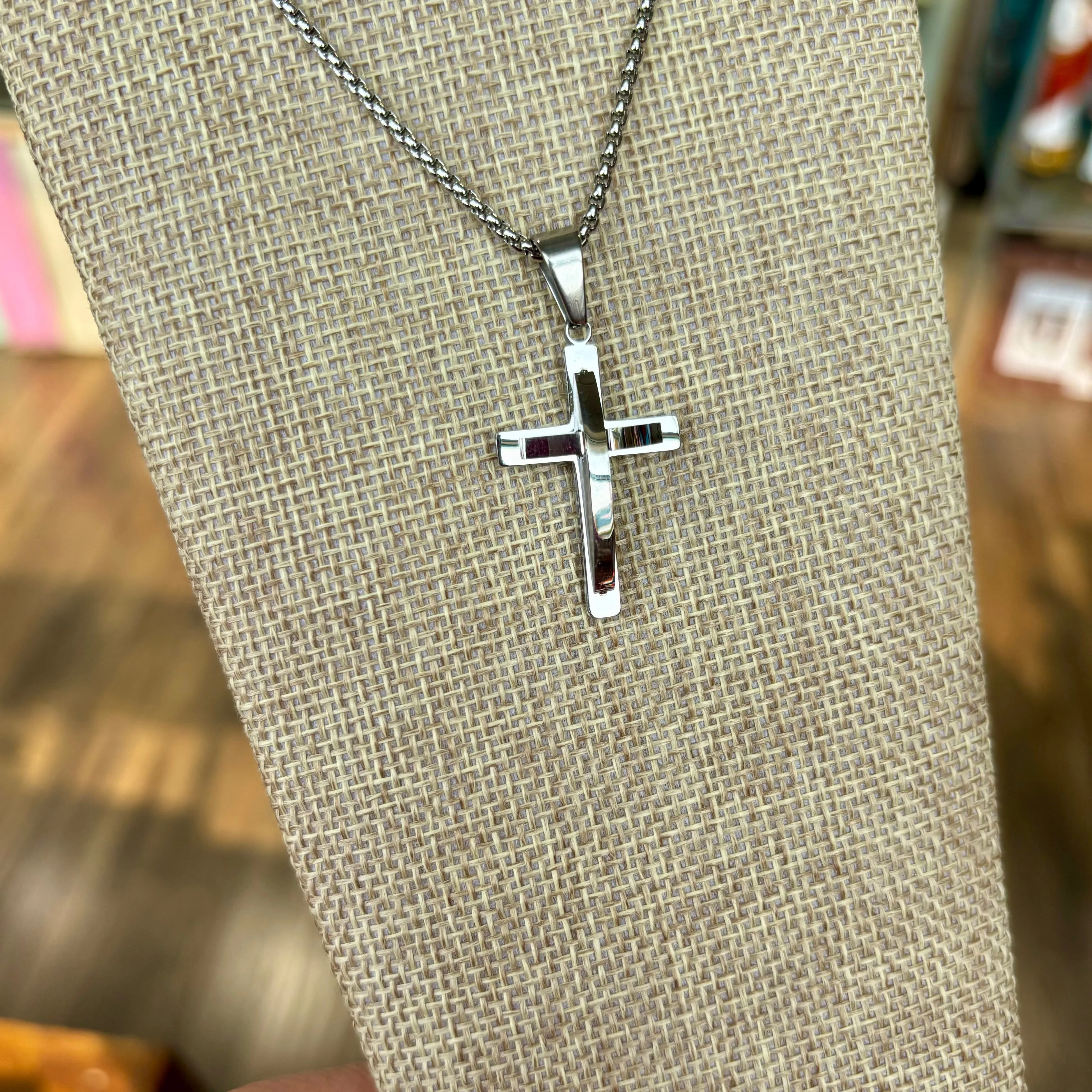 Medium Cross Stainless Steel Necklace