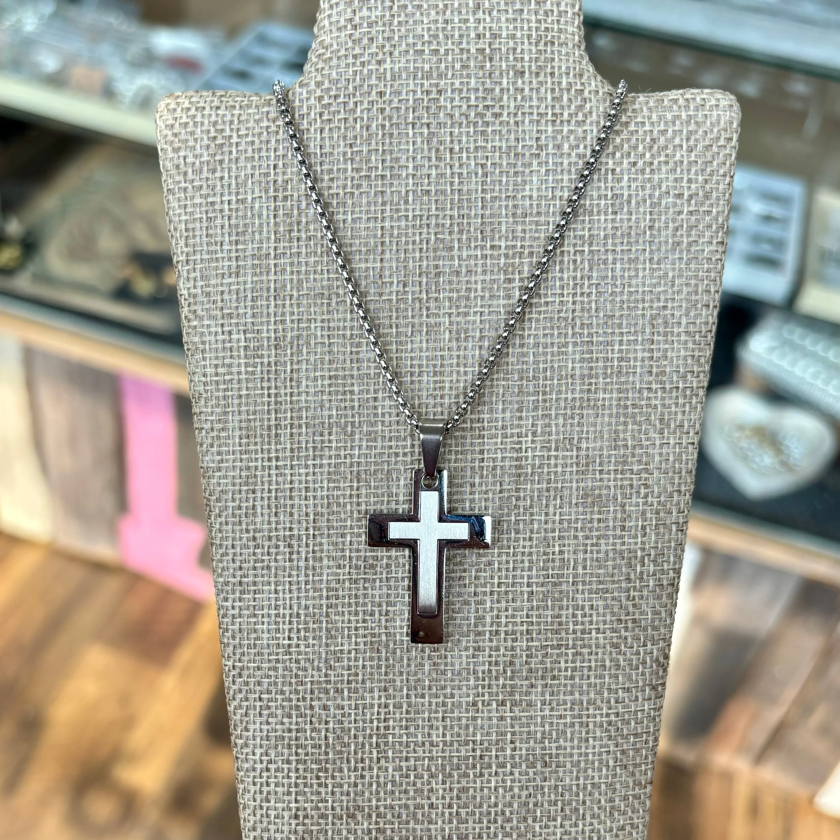 Medium Cross Stainless Steel Necklace