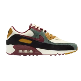 Nike Men's Air Max 90 Premium Shoes - Coconut Milk / Vintage Green / Black / Dark Team Red