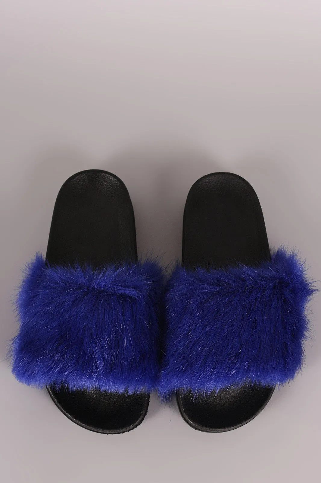 Open Toe Furry Slide Sandal