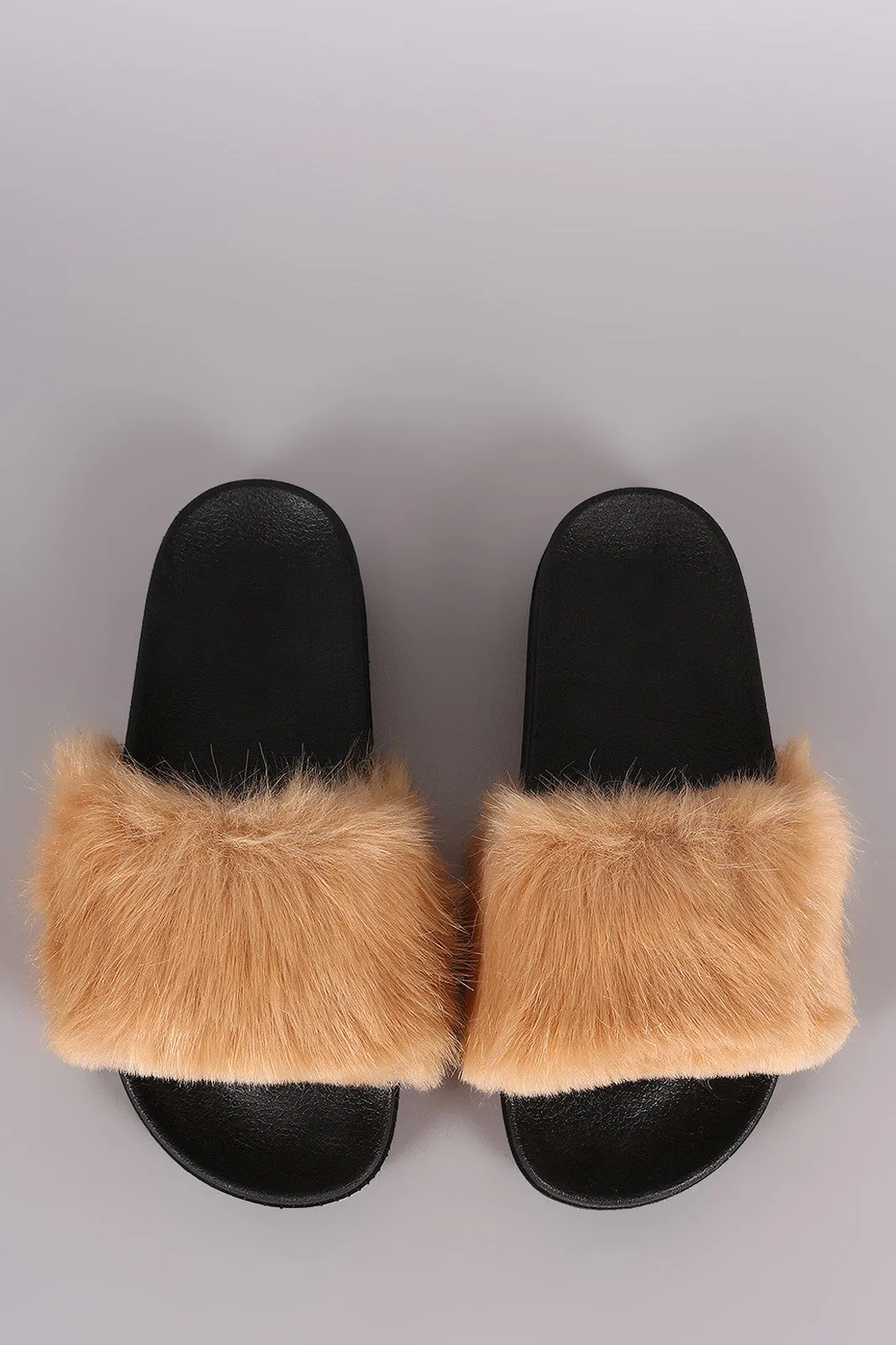 Open Toe Furry Slide Sandal