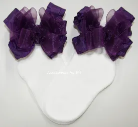 Plum Organza Ruffle Bow Socks