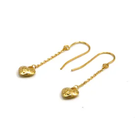 Real Gold 3D Heart Hanging Earring Set 3607 E1808