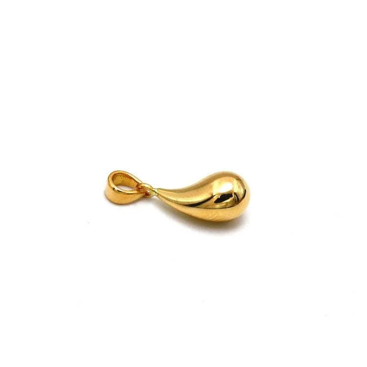 Real Gold 3D Oval Teardrop Water Drop Pendant - Model 5084 P 1928