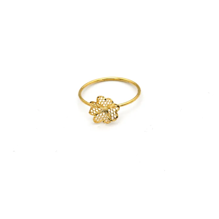 Real Gold Flower Ring 0341 (Size 3.5) R1770