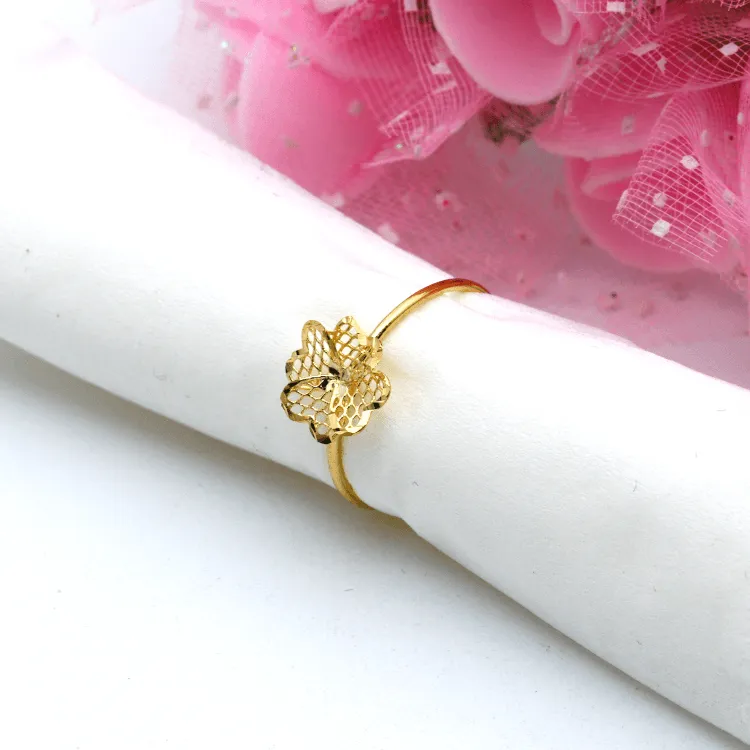 Real Gold Flower Ring 0341 (Size 3.5) R1770