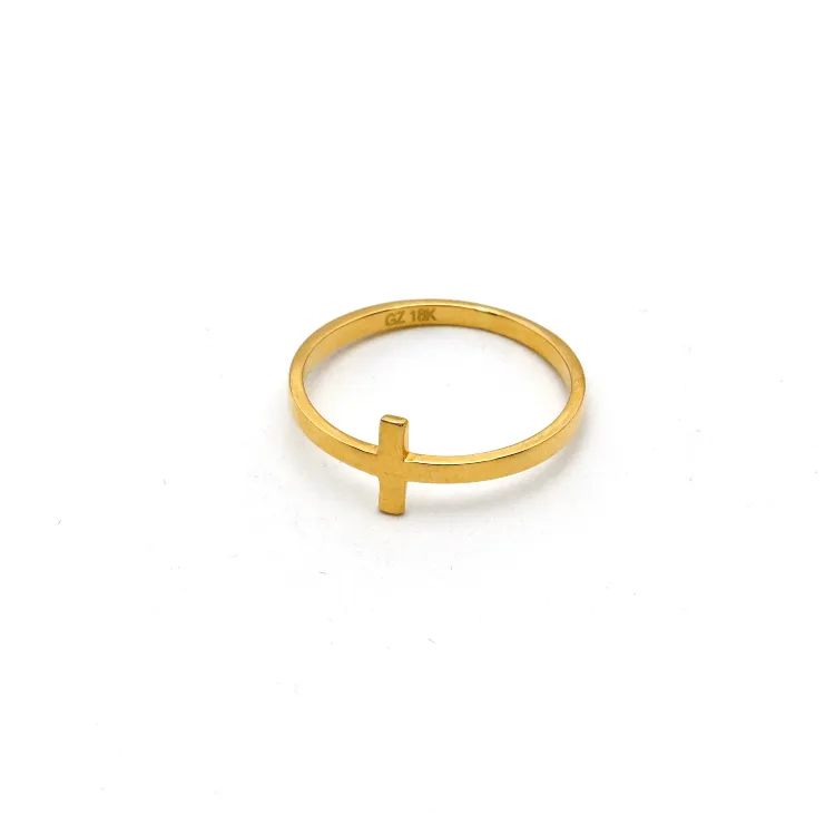 Real Gold Plain Cross Ring 0501 (Size 5) R1751