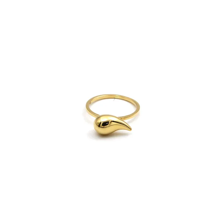 Real Gold Plain Teardrop Ring (Size 6.5) - Model 5119 R2572