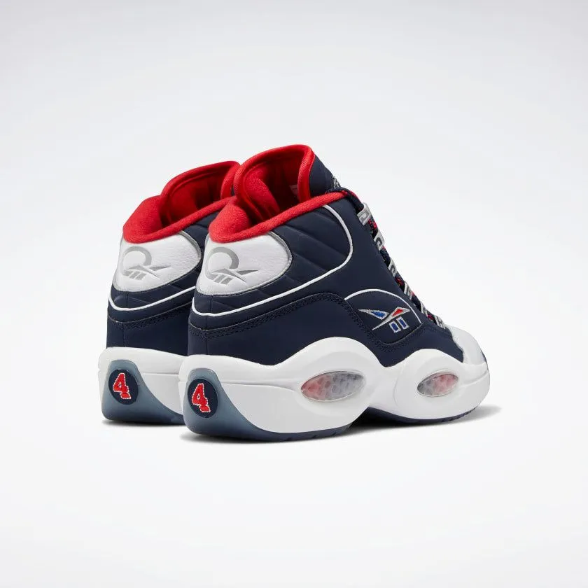 Reebok Men's Question Mid Basketball Shoes - Vector Navy / Ftwr White / Vector Red